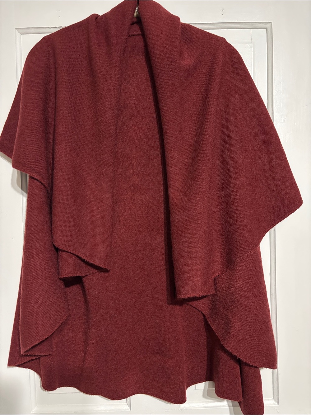 Open-Front Draped Poncho in Deep Wine
